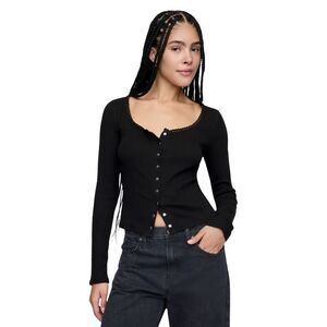 GAP Women’s Black Pointelle Crop Cardigan Medium